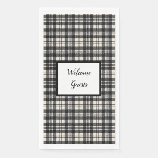 Scott Black und White Modern Scottish Clan Tartan Serviette (Vorderseite)