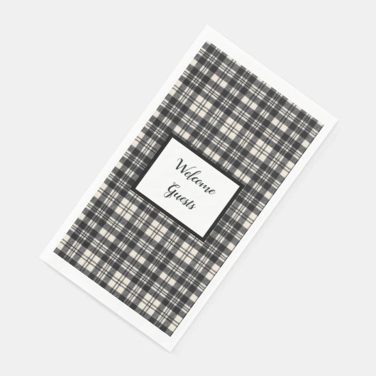 Scott Black und White Modern Scottish Clan Tartan Serviette (Ecke)