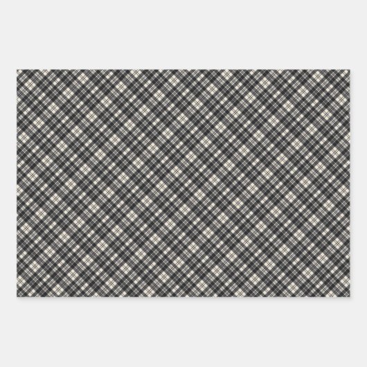 Scott Black und White Modern Scottish Tartan Geschenkpapier Set (Vorderseite 3)