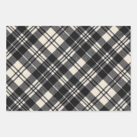 Scott Black und White Modern Scottish Tartan Geschenkpapier Set (Vorderseite 2)