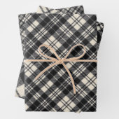 Scott Black und White Modern Scottish Tartan Geschenkpapier Set (Beispiel)