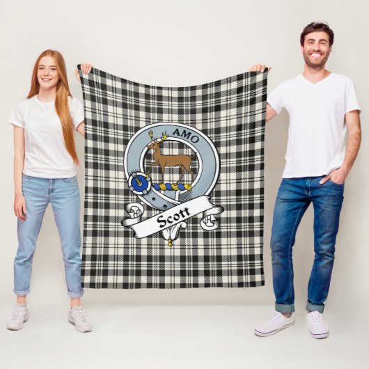 Scott Black - White Ancient Clan Abzeichen Tartan Fleecedecke (Beispiel)