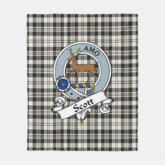 Scott Black - White Ancient Clan Abzeichen Tartan Fleecedecke (Vorderseite)