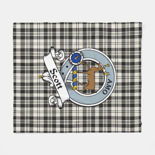 Scott Black - White Ancient Clan Abzeichen Tartan  Fleecedecke (Vorderseite (Horizontal))