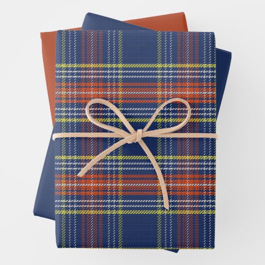Scott Blue Burnt Orange Scottish Tartan Christmas Geschenkpapier Set (Beispiel)