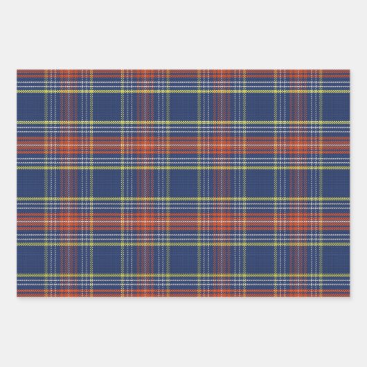 Scott Blue Burnt Orange Scottish Tartan Christmas Geschenkpapier Set (Vorderseite)