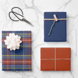 Scott Blue Burnt Orange Scottish Tartan Christmas Geschenkpapier Set