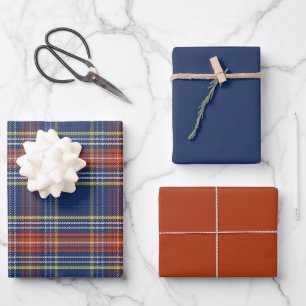 Scott Blue Burnt Orange Scottish Tartan Christmas Geschenkpapier Set