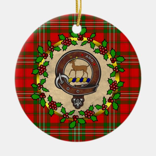 Scott Clan Abzeichen & Tartan Personalisierte Weih Keramik Ornament (Vorne)
