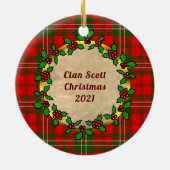 Scott Clan Abzeichen & Tartan Personalisierte Weih Keramik Ornament (Hinten)
