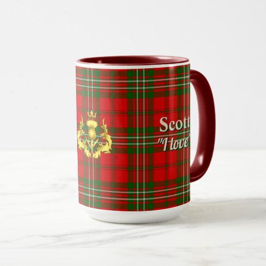 Scott Clan Abzeichen & Tartan Tasse (VorderseiteRechts)