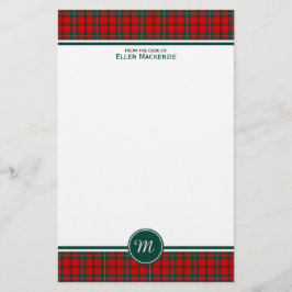 Scott Clan Tartan Red and Green Kariert Monogram Briefpapier