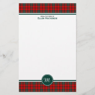 Scott Clan Tartan Red and Green Kariert Monogram Briefpapier