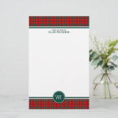 Scott Clan Tartan Red and Green Kariert Monogram Briefpapier (Stehend Vorderseite)