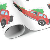 Scott Deerhound Auto mit Weihnachtsbaum Geschenkpapier (Rolleneckpunkt)