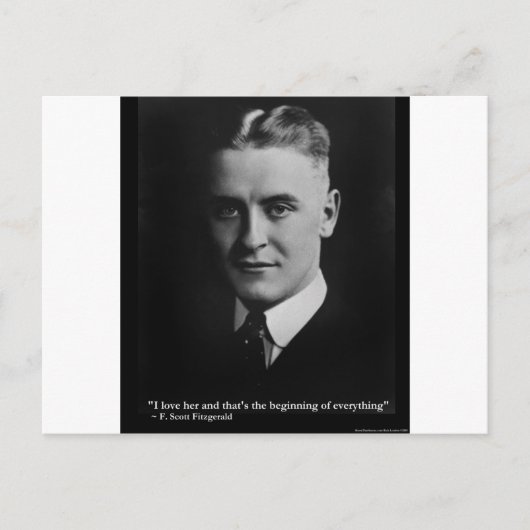 Scott Fitzgerald "Liebe/Beginning" Zitatgeschenke Postkarte (Vorderseite)