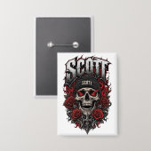 Scott Gothic Schädel personalisierter Namensentwur Button (Vorderseite/Rückseite)