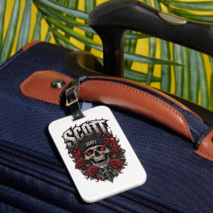 Scott Gothic Schädel personalisierter Namensentwur Gepäckanhänger