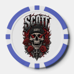 Scott Gothic Schädel personalisierter Namensentwur Pokerchips