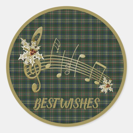 Scott Green Modern Original Scottish Tartan Runder Aufkleber (Vorderseite)