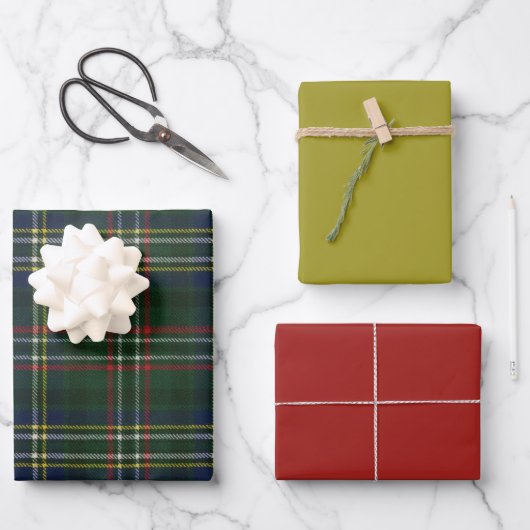 Scott Green Modern Scottish Tartan Geschenkpapier Set (Vorderseite)