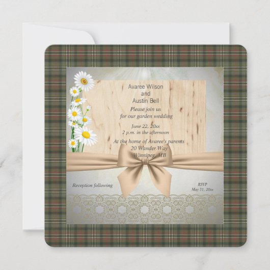 Scott Green Weathered Tartan Garden Wedding Einladung (Vorderseite)