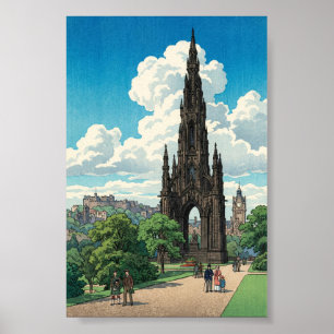 Scott Monument Edinburgh Japanischer Holzschnitt P Poster