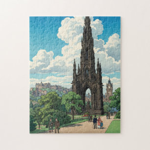Scott Monument Edinburgh Japanischer Holzschnitt P Puzzle