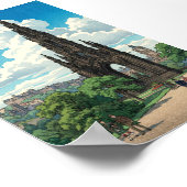 Scott Monument of Edinburgh Japanese Woodblock Pri Poster (Ecke)