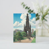 Scott Monument of Edinburgh Japanese Woodblock Pri Postkarte (Stehend Vorderseite)