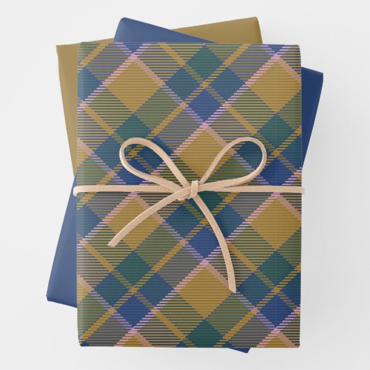 Scott Mustard Blue Modern Scottish Tartan Geschenkpapier Set (Beispiel)