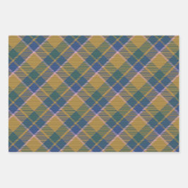Scott Mustard Blue Modern Scottish Tartan Geschenkpapier Set