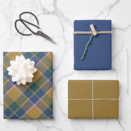 Scott Mustard Blue Modern Scottish Tartan Geschenkpapier Set