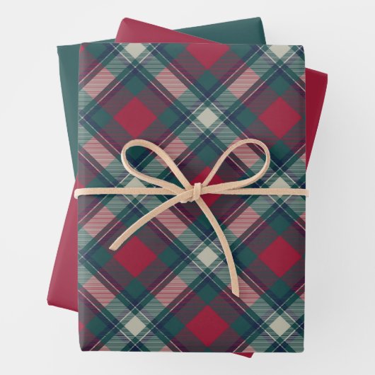 Scott Red Green Modern Scottish Tartan Geschenkpapier Set (Beispiel)