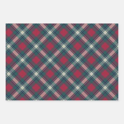 Scott Red Green Modern Scottish Tartan Geschenkpapier Set (Vorderseite)
