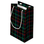 Scott Tartan Monogram Green Red Black Kleine Geschenktüte (Rückseite Schrägansicht)