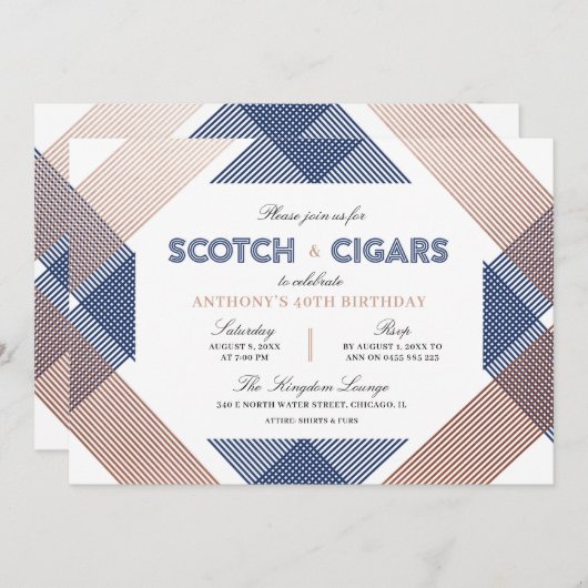 Scott und Cigars Mens Geburtstag Einladung (Vorne/Hinten)