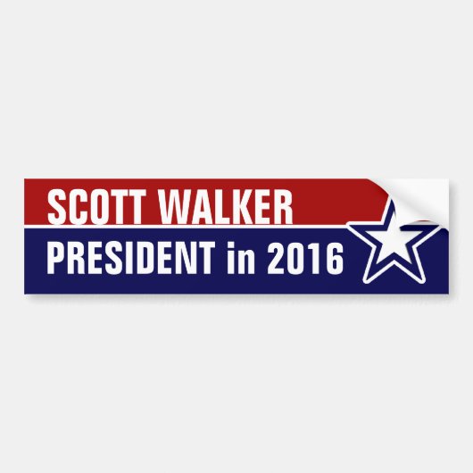 Scott Walker 2016 Autoaufkleber (Vorne)