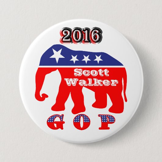 Scott Walker 2016 - Roter, Weißer & Blauer Elefant Button (Vorderseite)