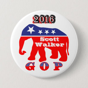 Scott Walker 2016 - Roter, Weißer und Blauer Elefa Button