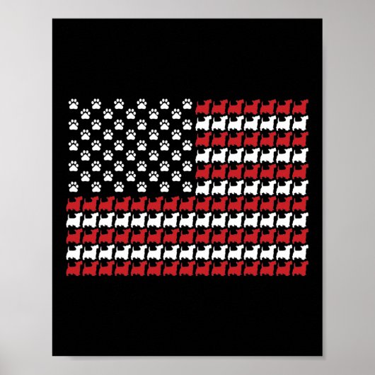 Scottie 4. Juli Dog Paw Print Poster (Vorne)