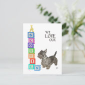 Scottie Alphabet Blocks Postkarte (Stehend Vorderseite)