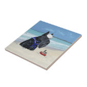 Scottie am Strand Fliese (Seite)