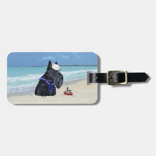 Scottie am Strand Gepäckanhänger (Vorderseite horizontal)