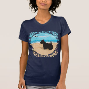 Scottie am Strand mit Möwe T-Shirt