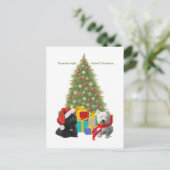Scottie and Westie Christmas Tree Feiertagspostkarte (Stehend Vorderseite)