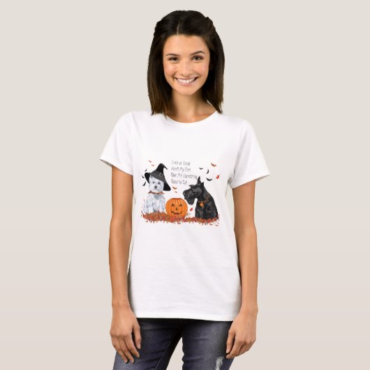 Scottie and Westie Halloween Fun T-Shirt (Vorne ganz)