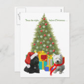 Scottie and Westie Merry Christmas Feiertagspostkarte (Vorne/Hinten)