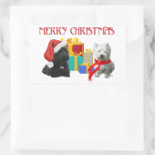 Scottie and Westie Merry Christmas Rechteckiger Aufkleber (Tasche)