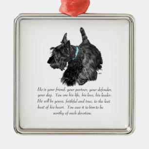 Scottie-Andenken-Ornament - MÄNNLICH Silbernes Ornament